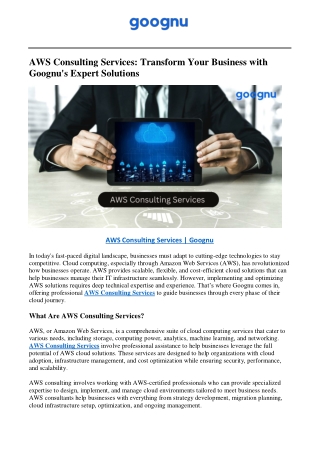 aws consulting services transform your business