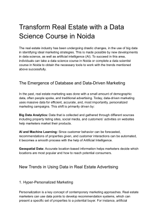 transform real estate with a data science course