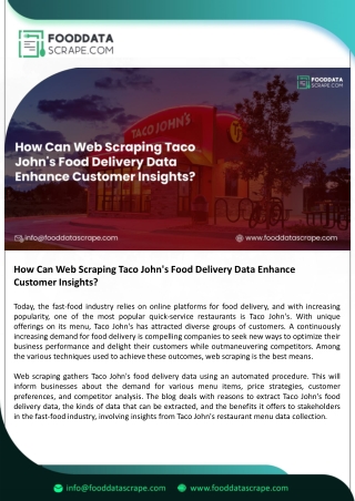 Web Scraping Taco John's Food Delivery Data: Enhance Customer Insights