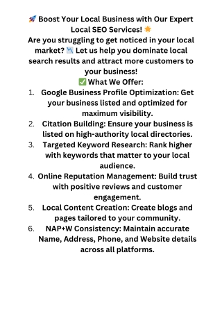 boost your local business with our expert local