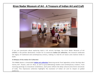 Kiran Nadar Museum of Art - A Treasure of Indian Art and Craft