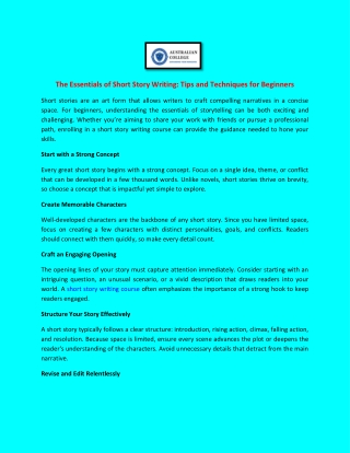 the essentials of short story writing tips