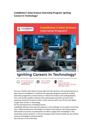 data science internships for undergraduates  indore