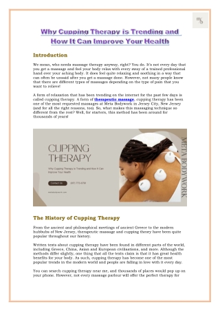 Why Cupping Therapy Is Trending And How It Can Improve Your Health