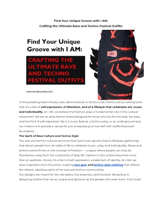 Find Your Unique Groove with i AM_  Crafting the Ultimate Rave and Techno Festival Outfits