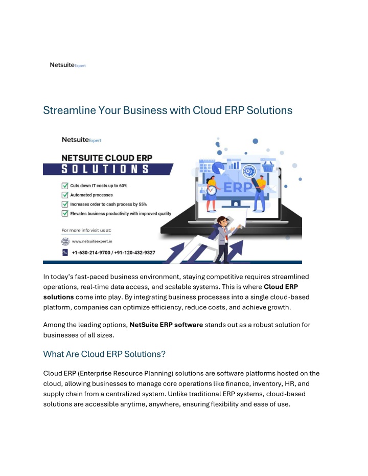 streamline your business with cloud erp solutions