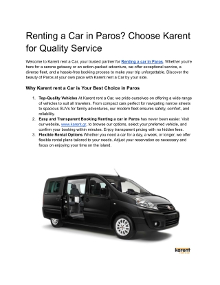 renting a car in paros choose karent for quality