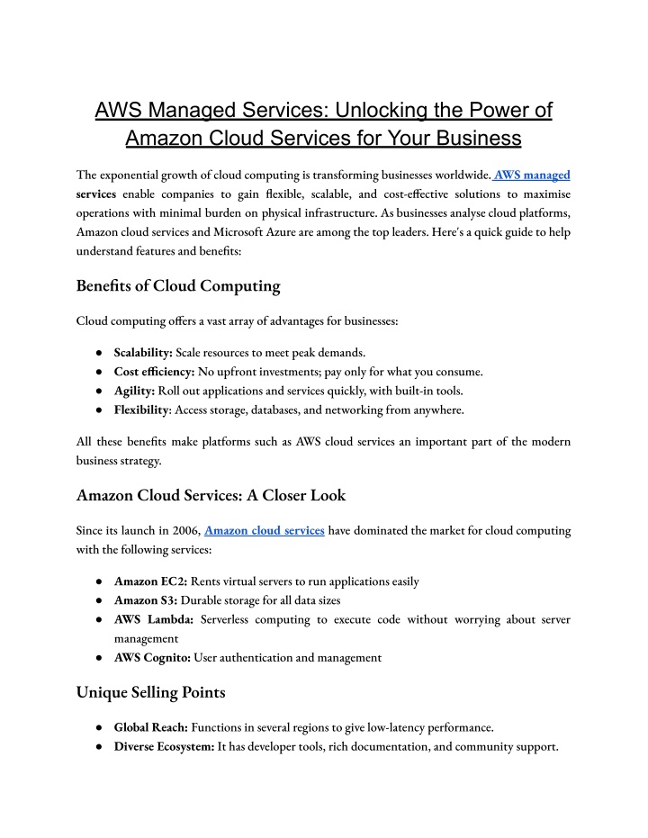 aws managed services unlocking the power