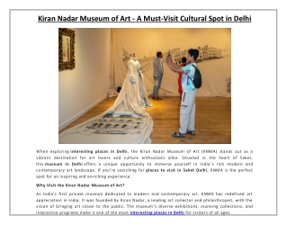 Kiran Nadar Museum of Art - A Must-Visit Cultural Spot in Delhi