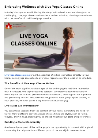 Live yoga classes online