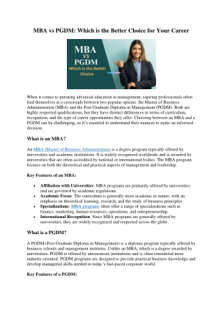 MBA vs PGDM  Which is the Better Choice for Your Career