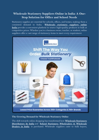 Wholesale Stationery Suppliers Online in India A One-Stop Solution for Office and School Needs