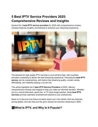 5 best iptv service providers 2025 comprehensive