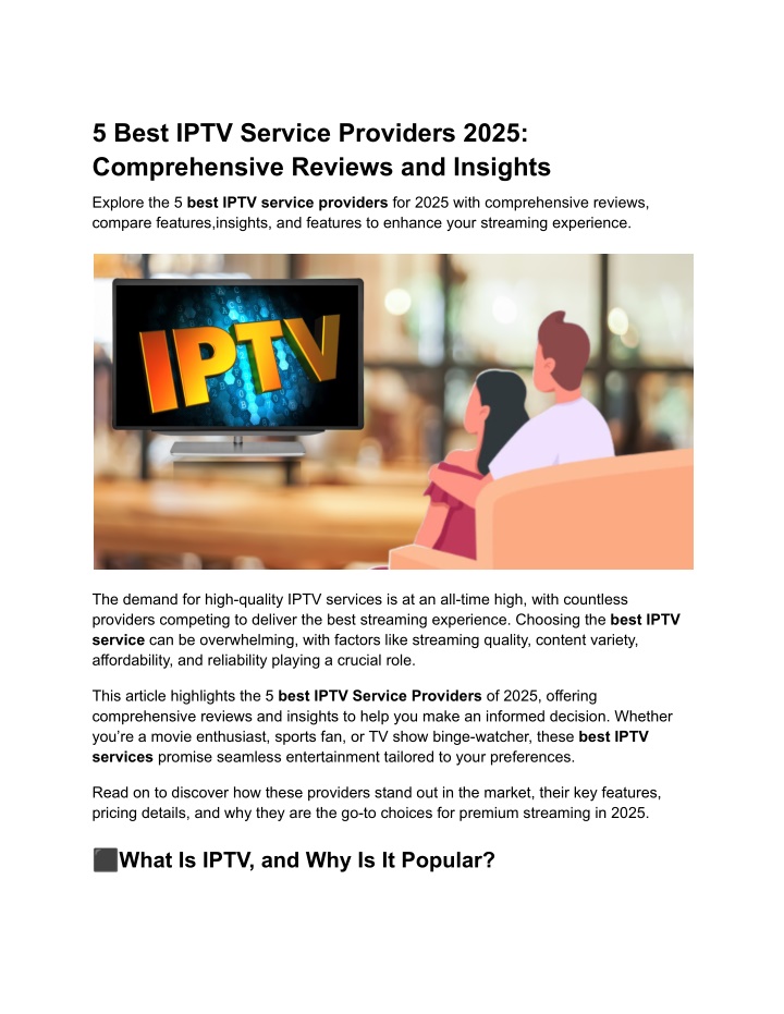 PPT - 5 Best IPTV Service Providers 2025_ Comprehensive Reviews and ...