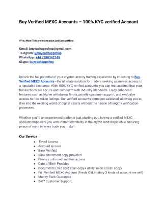 Perfect Site To Buy Verified MEXC Accounts In 2025