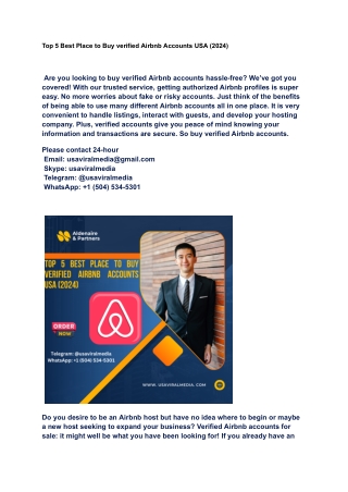 Top 5 Best Place to Buy verified Airbnb Accounts USA (2025)