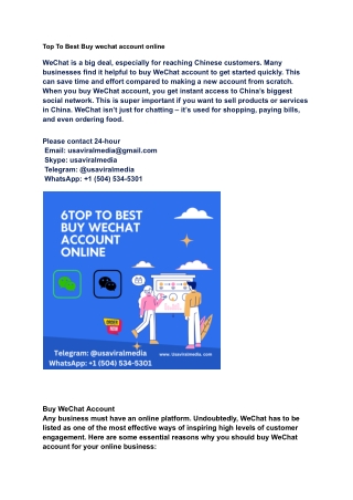 Top To Best Buy wechat account online in 2025