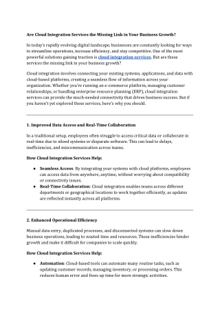 are cloud integration services the missing link