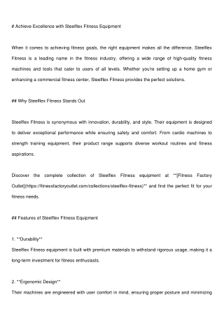 achieve excellence with steelflex fitness