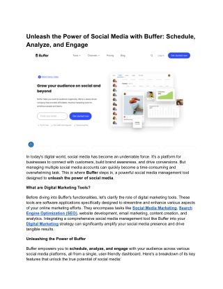 Unleash the Power of Social Media with Buffer_ Schedule, Analyze, and Engage
