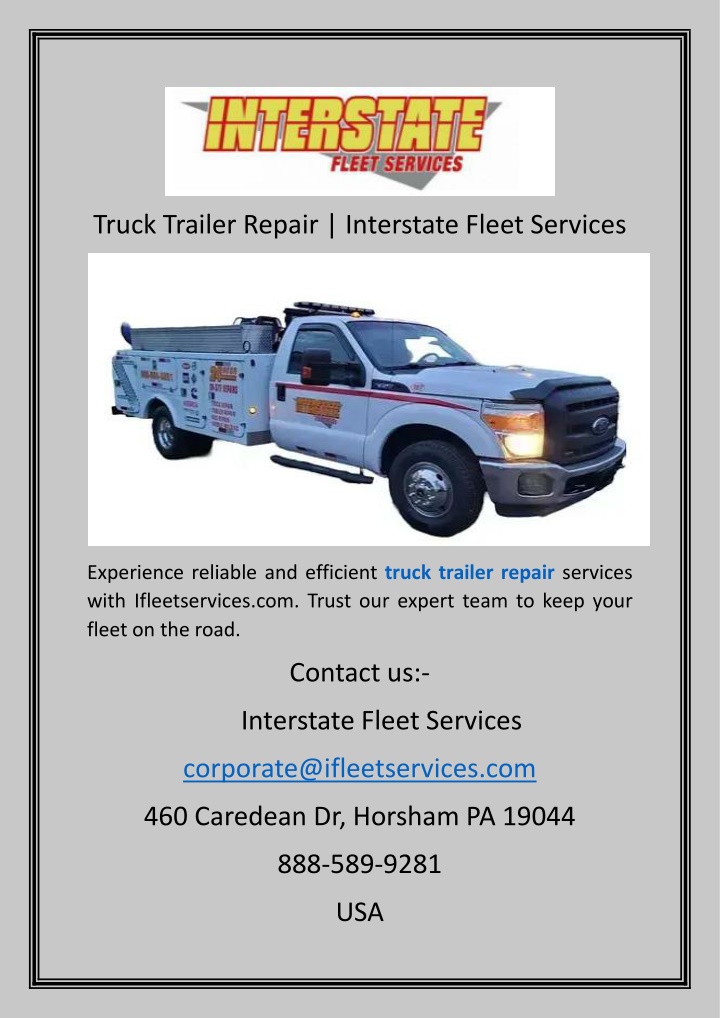 truck trailer repair interstate fleet services