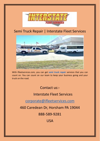 semi truck repair interstate fleet services