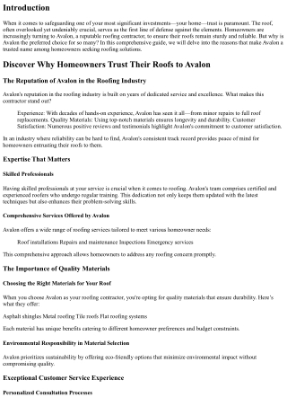 Discover Why Homeowners Trust Their Roofs to Avalon