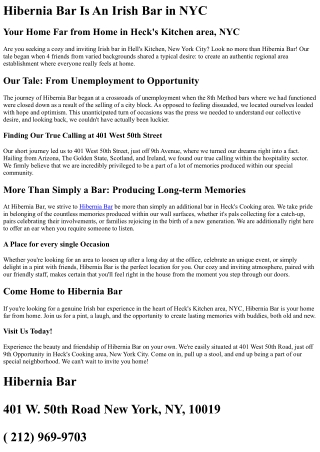 hibernia bar is an irish bar in nyc