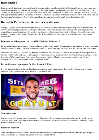 Recueillir l'avis des habitants via son site web