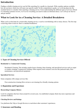 What to Look for in a Cleaning Service: A Detailed Breakdown