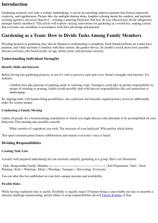 Gardening as a Team: How to Divide Tasks Among Family Members