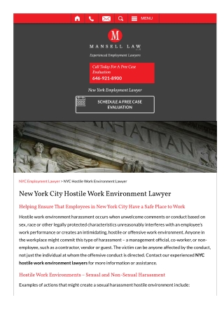 New York City Hostile Work Environment Lawyer