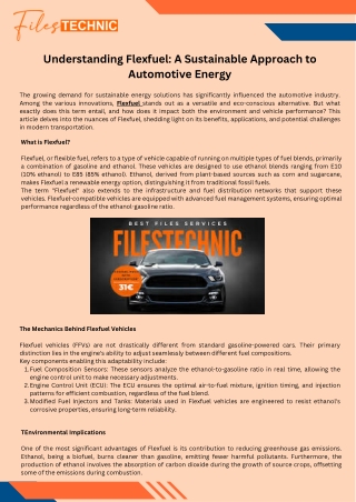 Understanding Flexfuel A Sustainable Approach to Automotive Energy