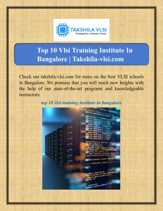 check out takshila vlsi com for more on the best