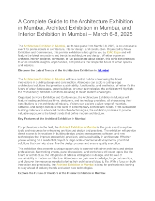 A Complete Guide to the Architecture Exhibition in Mumbai