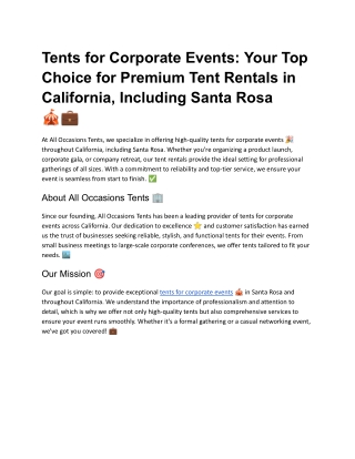 All Occasions Tent