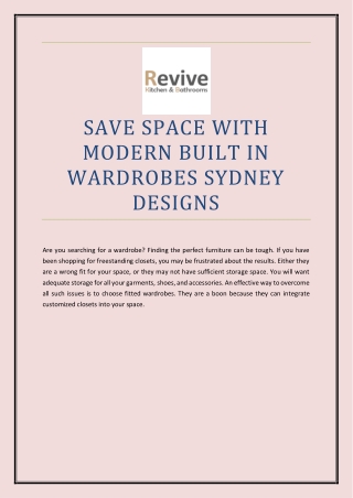 SAVE SPACE WITH MODERN BUILT IN WARDROBES SYDNEY DESIGNS