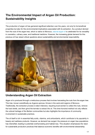 The Environmental Impact of Argan Oil Production Sustainability Insights