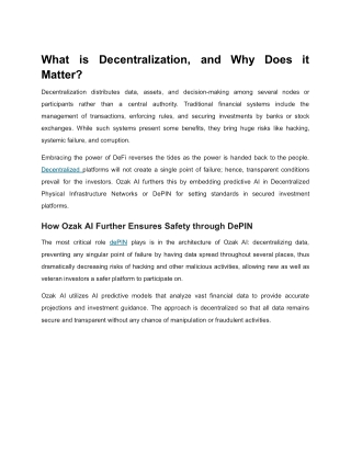 what is decentralization and why does it matter
