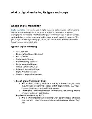 what is digital marketing its types and scope