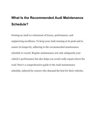 What Is the Recommended Audi Maintenance Schedule_