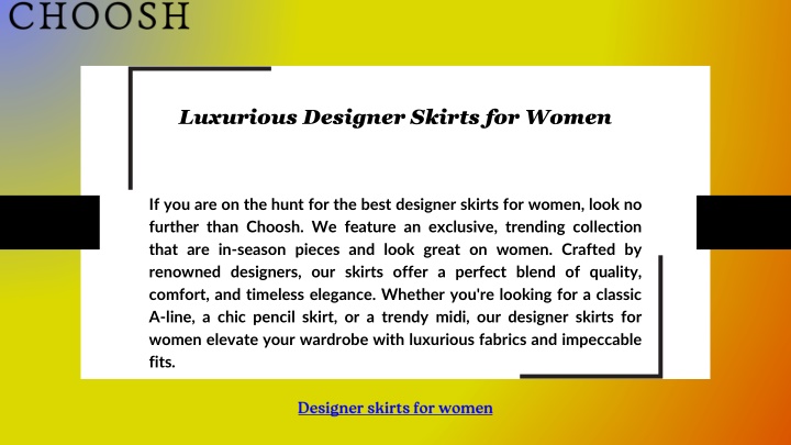 luxurious designer skirts for women