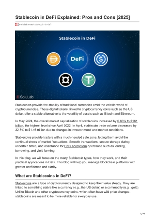 Stablecoin in DeFi Explained Pros and Cons 2025