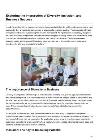 Exploring the Intersection of Diversity Inclusion and Business Success