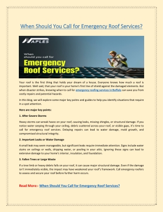 When Should You Call for Emergency Roof Services?