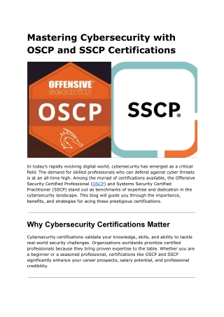 mastering cybersecurity with oscp and sscp