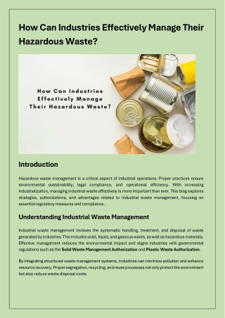 how can industries effectively manage their
