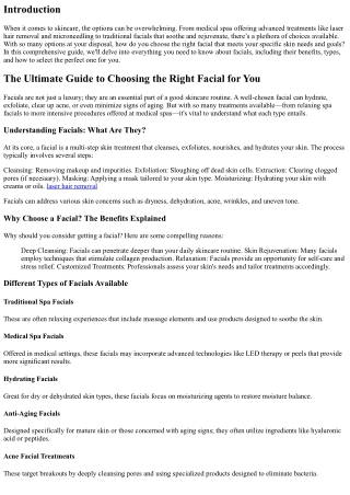 The Ultimate Guide to Choosing the Right Facial for You