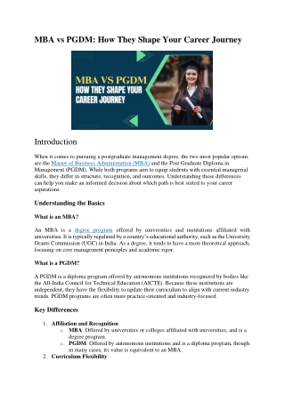 MBA vs PGDM How They Shape Your Career Journey
