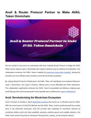 avail router protocol partner to make avail token